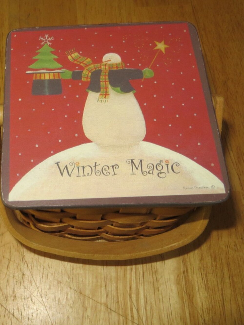 Winter Magic 2pc Wicker Basket and Votive Candle Holder Set